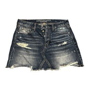 American Eagle Outfitters distressed denim mini skirt